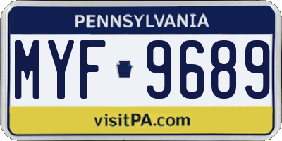 PA license plate MYF9689