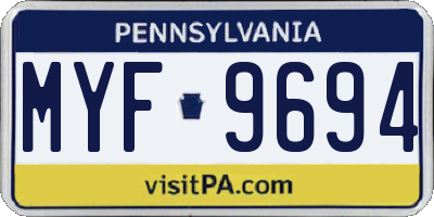 PA license plate MYF9694