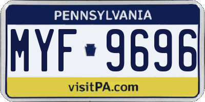 PA license plate MYF9696
