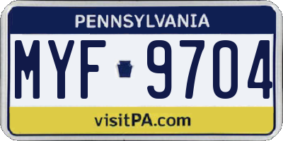 PA license plate MYF9704