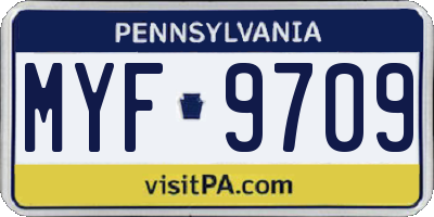 PA license plate MYF9709