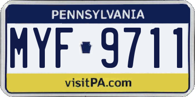PA license plate MYF9711