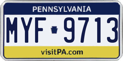 PA license plate MYF9713