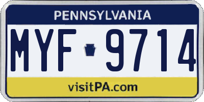 PA license plate MYF9714