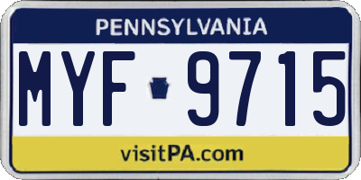 PA license plate MYF9715
