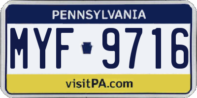 PA license plate MYF9716