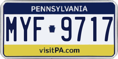 PA license plate MYF9717