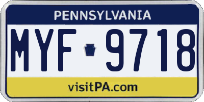 PA license plate MYF9718