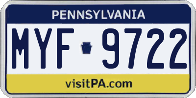 PA license plate MYF9722