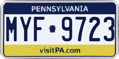 PA license plate MYF9723