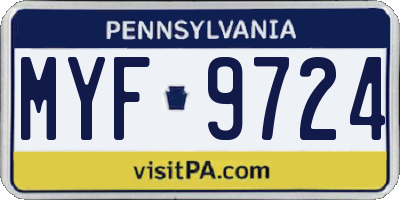 PA license plate MYF9724