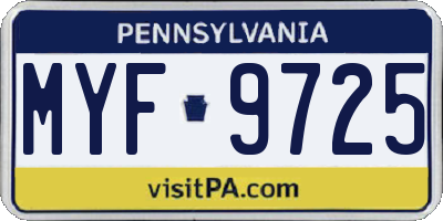 PA license plate MYF9725