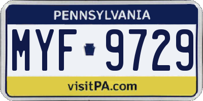 PA license plate MYF9729