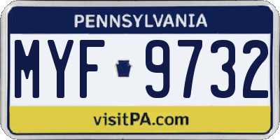PA license plate MYF9732
