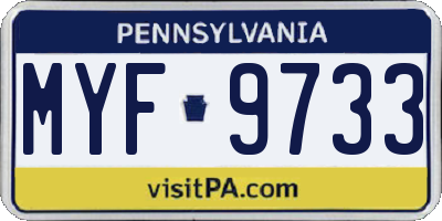 PA license plate MYF9733