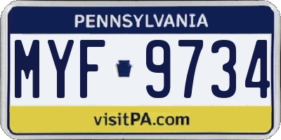 PA license plate MYF9734
