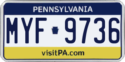 PA license plate MYF9736