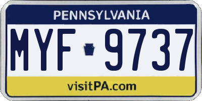 PA license plate MYF9737