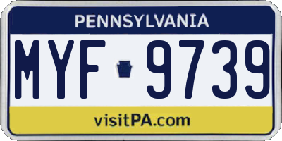 PA license plate MYF9739