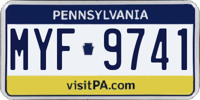 PA license plate MYF9741