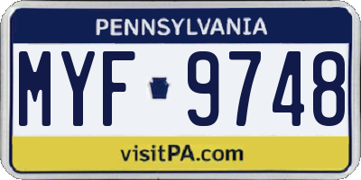 PA license plate MYF9748