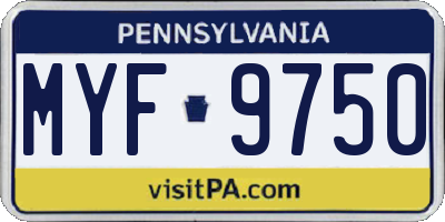 PA license plate MYF9750