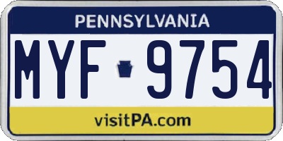 PA license plate MYF9754