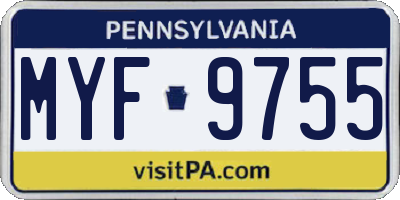 PA license plate MYF9755