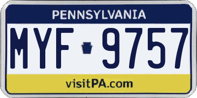PA license plate MYF9757