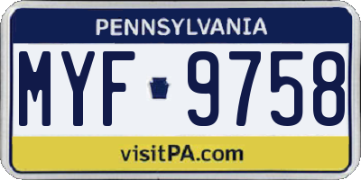PA license plate MYF9758