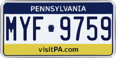 PA license plate MYF9759