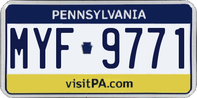 PA license plate MYF9771