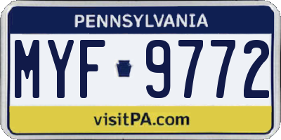 PA license plate MYF9772