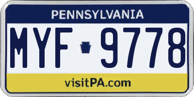 PA license plate MYF9778