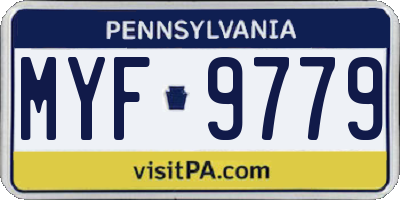 PA license plate MYF9779