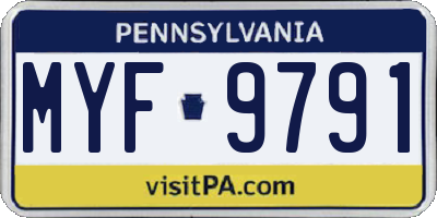 PA license plate MYF9791
