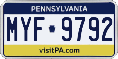 PA license plate MYF9792