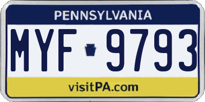 PA license plate MYF9793