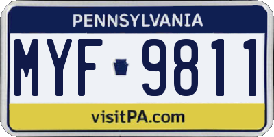 PA license plate MYF9811