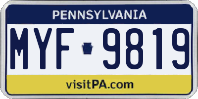 PA license plate MYF9819