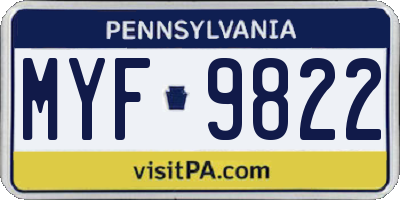 PA license plate MYF9822