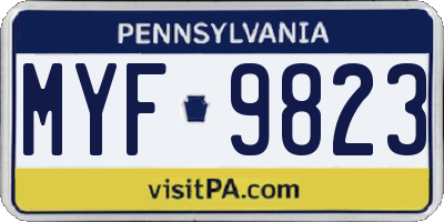 PA license plate MYF9823