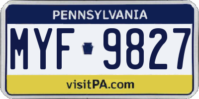 PA license plate MYF9827