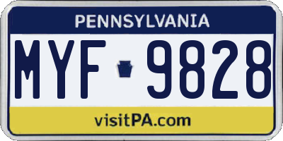 PA license plate MYF9828