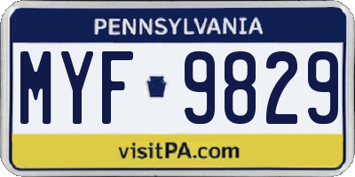 PA license plate MYF9829