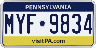 PA license plate MYF9834