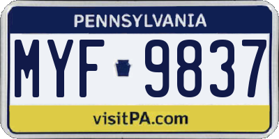 PA license plate MYF9837