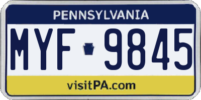 PA license plate MYF9845