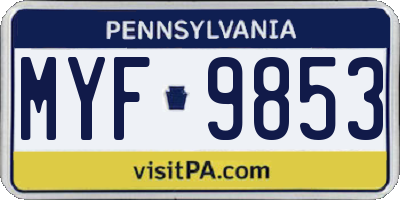 PA license plate MYF9853