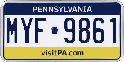 PA license plate MYF9861